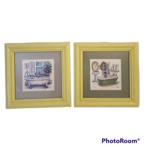 (2) Bathroom Decor Art Signed Watercolor Print By Famed Artist  C Winterle Olson